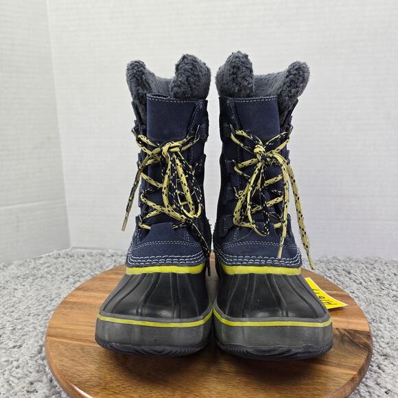 L.L.Bean Blue Suede Leather Black Winter Snow Pac Duck Boots Kids size 4 295601 - Picture 5 of 13
